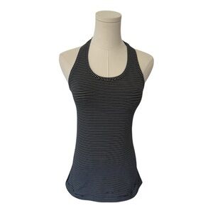 LULULEMON ✘ Black White Stripe Athletic Racerback Tank Top Cotton Stretch, Sz. S